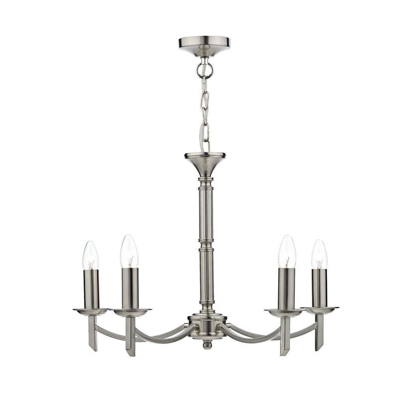 Load image into Gallery viewer, Dar Lighting AMB0546 Ambassador 5 Light Dual Mount Pendant Satin Chrome - 25226

