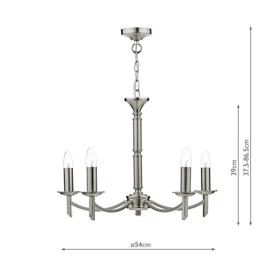 Dar Lighting AMB0546 Ambassador 5 Light Dual Mount Pendant Satin Chrome - 25226