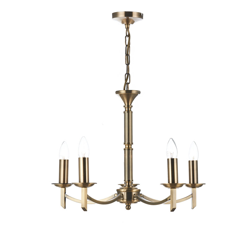 Load image into Gallery viewer, Dar Lighting AMB0575 Ambassador 5 Light Dual Mount Pendant Antique Brass - 23644
