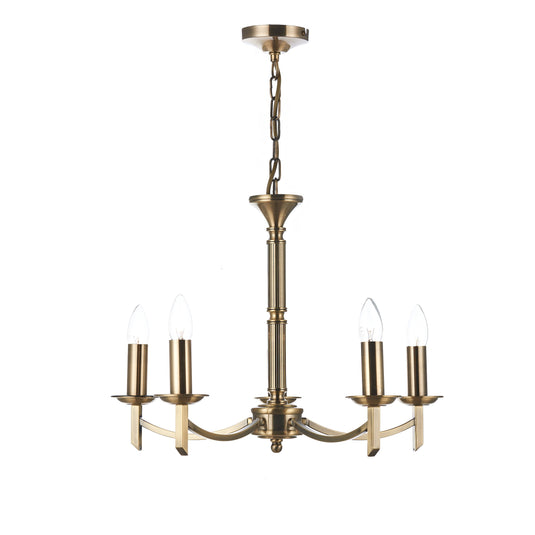 Dar Lighting AMB0575 Ambassador 5 Light Dual Mount Pendant Antique Brass - 23644