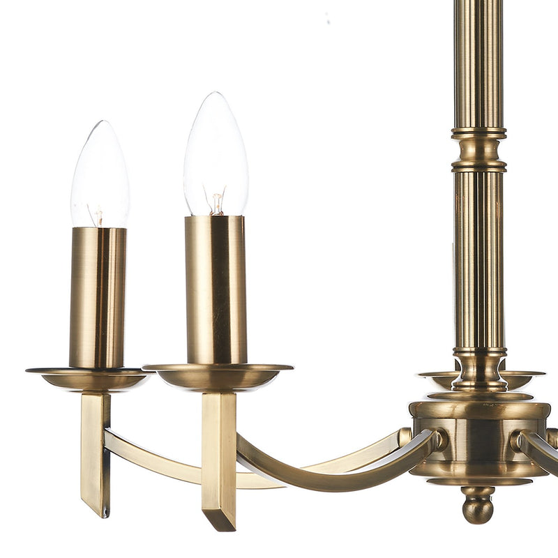 Load image into Gallery viewer, Dar Lighting AMB0575 Ambassador 5 Light Dual Mount Pendant Antique Brass - 23644

