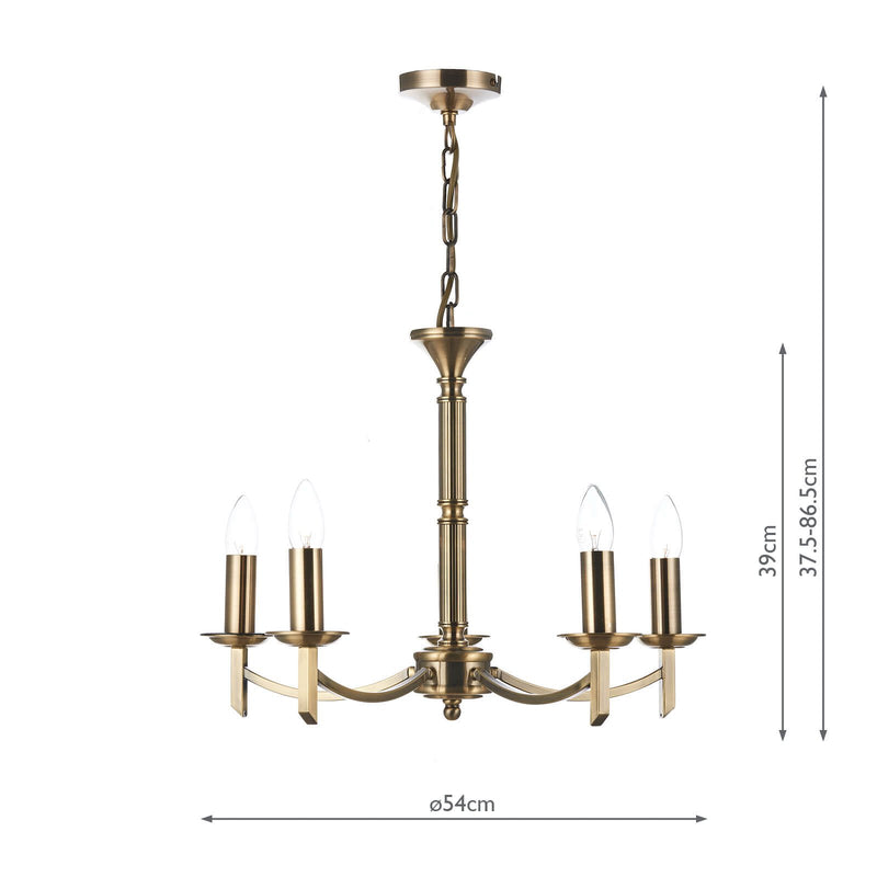 Load image into Gallery viewer, Dar Lighting AMB0575 Ambassador 5 Light Dual Mount Pendant Antique Brass - 23644
