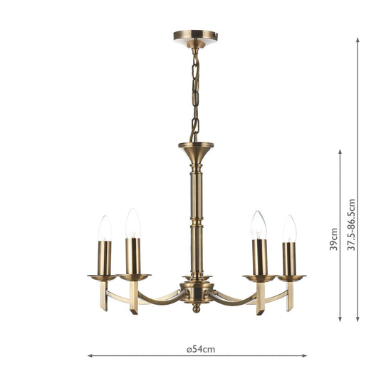 Dar Lighting AMB0575 Ambassador 5 Light Dual Mount Pendant Antique Brass - 23644