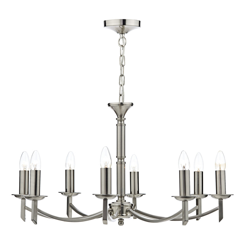 Load image into Gallery viewer, Dar Lighting AMB0846 Ambassador Contemporary 8 Light Dual Mount Chandelier Satin Chrome - 26961
