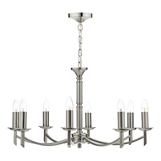 Dar Lighting AMB0846 Ambassador Contemporary 8 Light Dual Mount Chandelier Satin Chrome - 26961