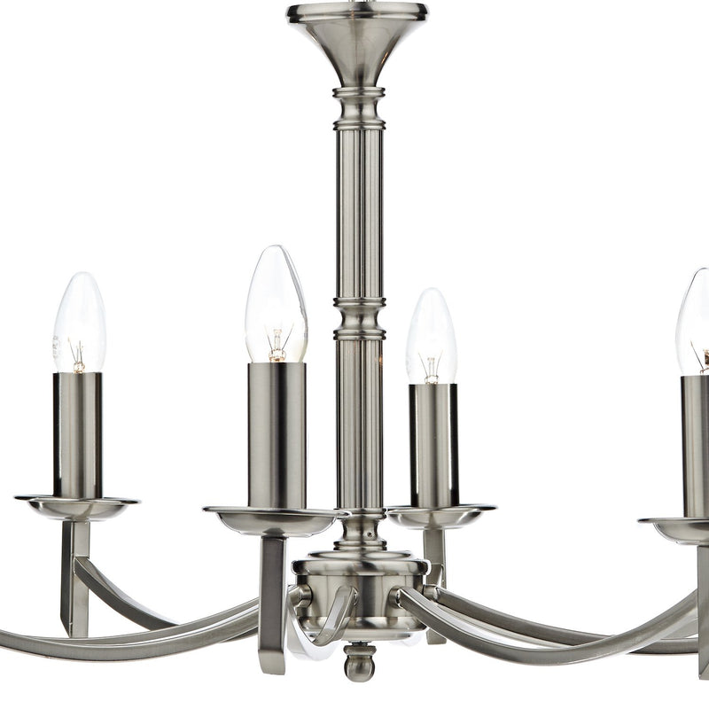Load image into Gallery viewer, Dar Lighting AMB0846 Ambassador Contemporary 8 Light Dual Mount Chandelier Satin Chrome - 26961
