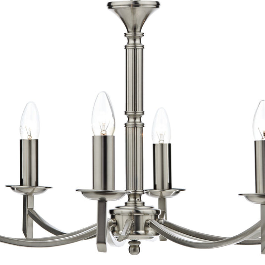 Dar Lighting AMB0846 Ambassador Contemporary 8 Light Dual Mount Chandelier Satin Chrome - 26961
