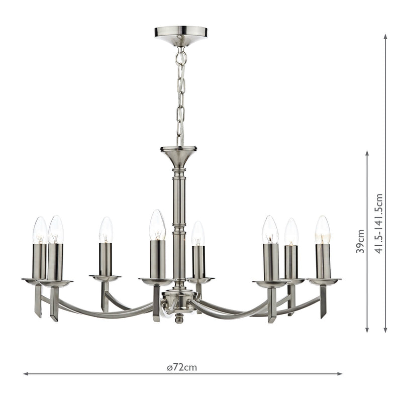 Load image into Gallery viewer, Dar Lighting AMB0846 Ambassador Contemporary 8 Light Dual Mount Chandelier Satin Chrome - 26961
