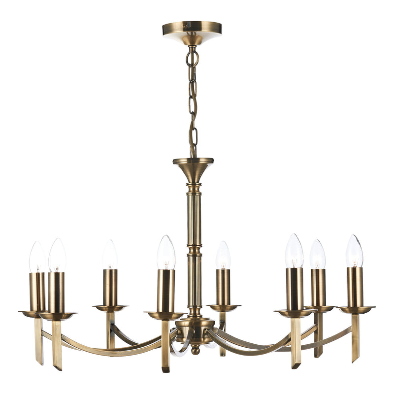 Load image into Gallery viewer, Dar Lighting AMB0875 Ambassador 8 Light Dual Mount Pendant Antique Brass - 34881
