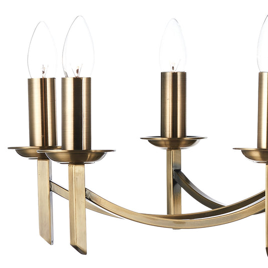 Dar Lighting AMB0875 Ambassador 8 Light Dual Mount Pendant Antique Brass - 34881