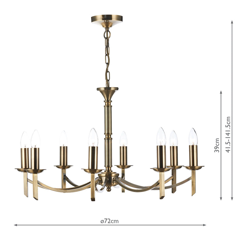 Load image into Gallery viewer, Dar Lighting AMB0875 Ambassador 8 Light Dual Mount Pendant Antique Brass - 34881
