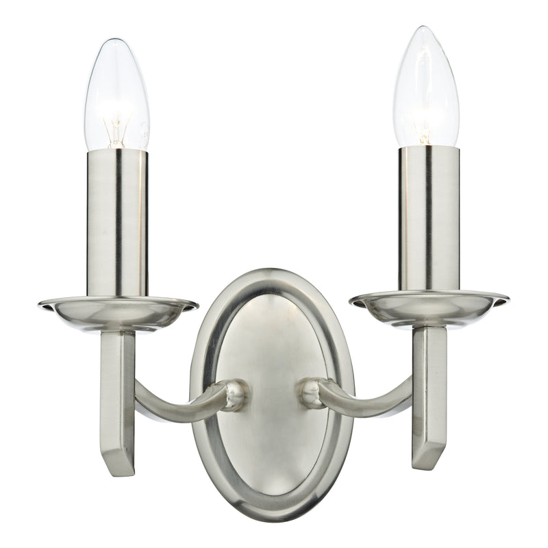 Load image into Gallery viewer, Dar Lighting AMB0946 Ambassador Double Wall Bracket Satin Chrome - 26552
