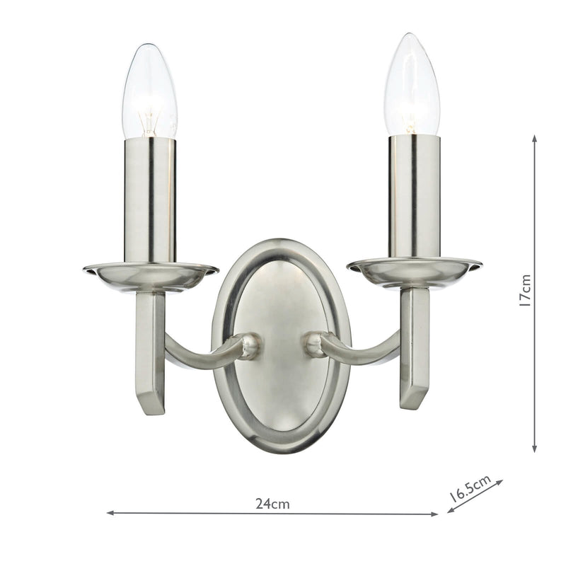 Load image into Gallery viewer, Dar Lighting AMB0946 Ambassador Double Wall Bracket Satin Chrome - 26552
