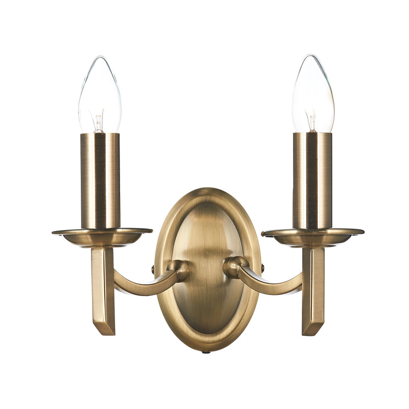 Load image into Gallery viewer, Dar Lighting AMB0975 Ambassador Double Wall Bracket Antique Brass - 23643
