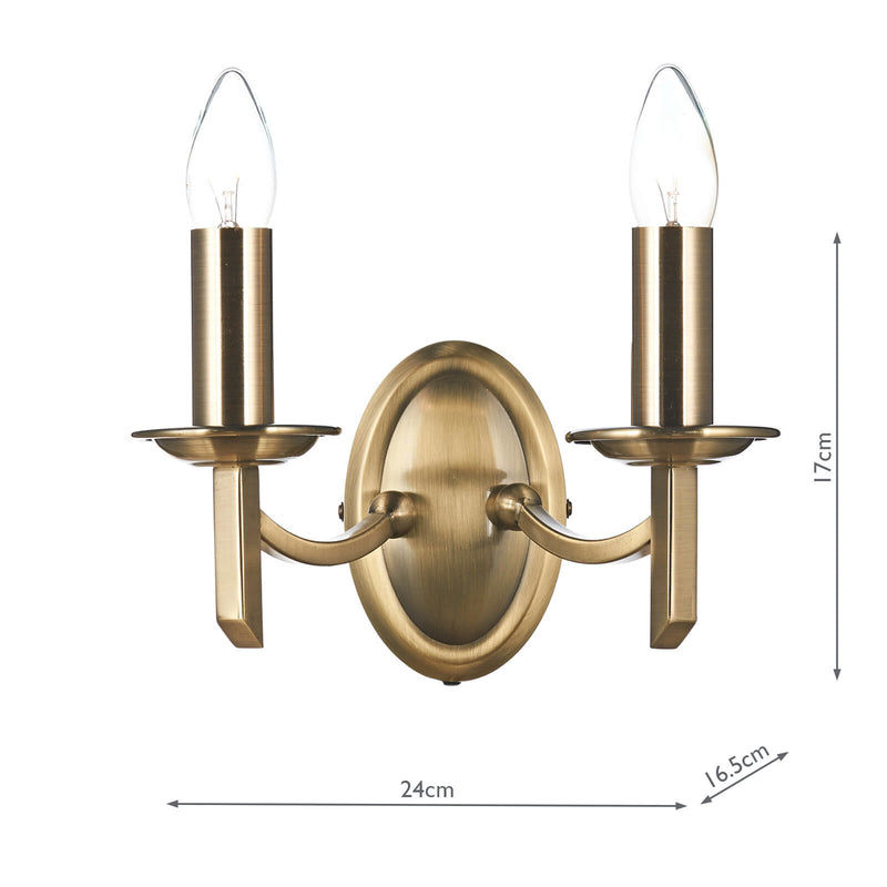 Load image into Gallery viewer, Dar Lighting AMB0975 Ambassador Double Wall Bracket Antique Brass - 23643
