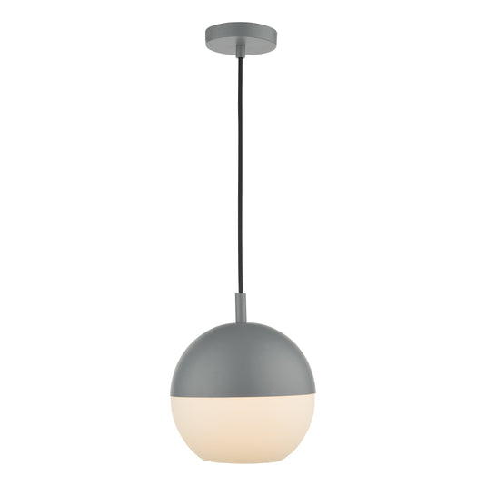 Dar Lighting AND0139 Andre 1 Light Single Pendant Grey Opal Glass - 37104