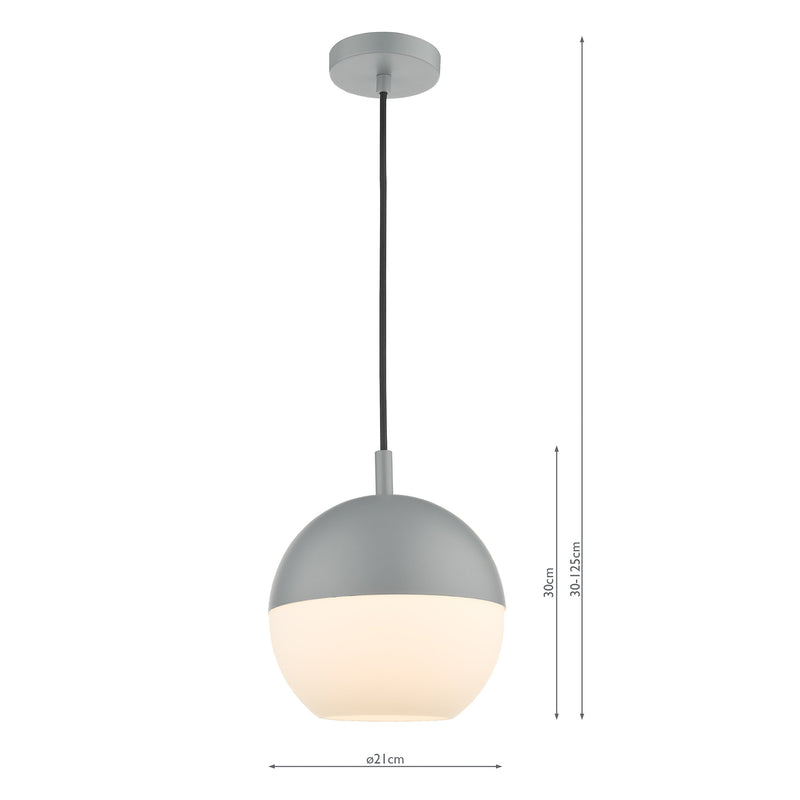 Load image into Gallery viewer, Dar Lighting AND0139 Andre 1 Light Single Pendant Grey Opal Glass - 37104
