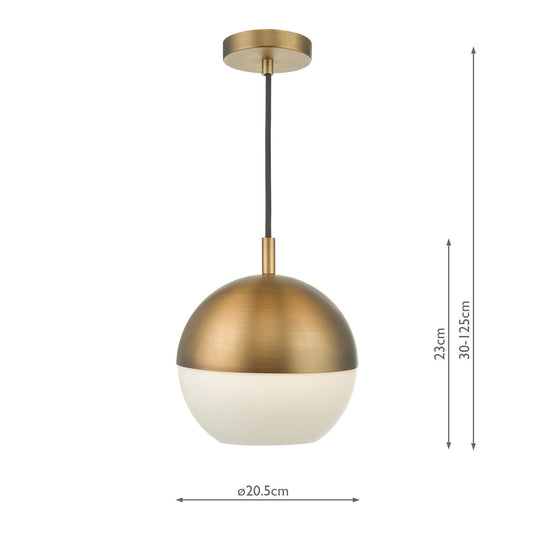 Dar Lighting AND0142 Andre 1 Light Pendant Aged Brass - 22597