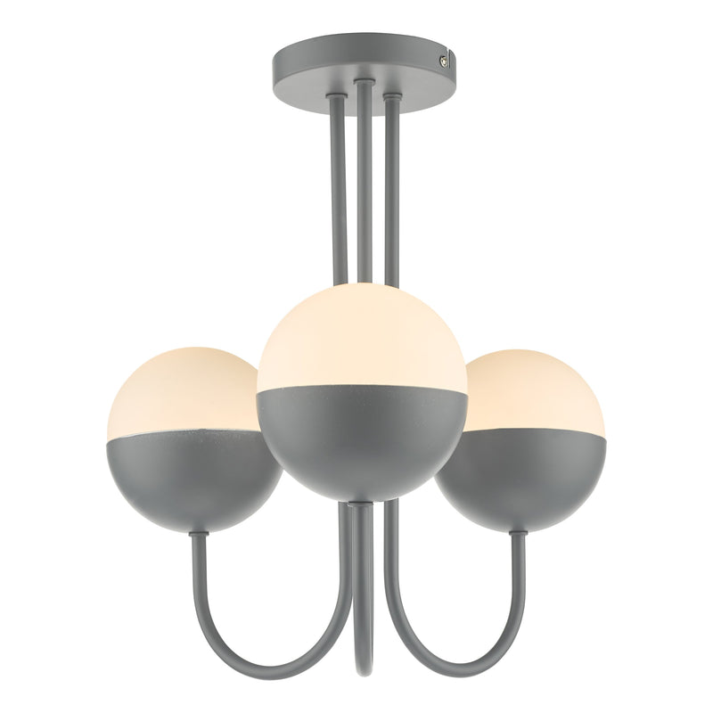 Load image into Gallery viewer, Dar Lighting AND0339 Andre 3 Light Semi Flush Grey Opal Glass - 37105

