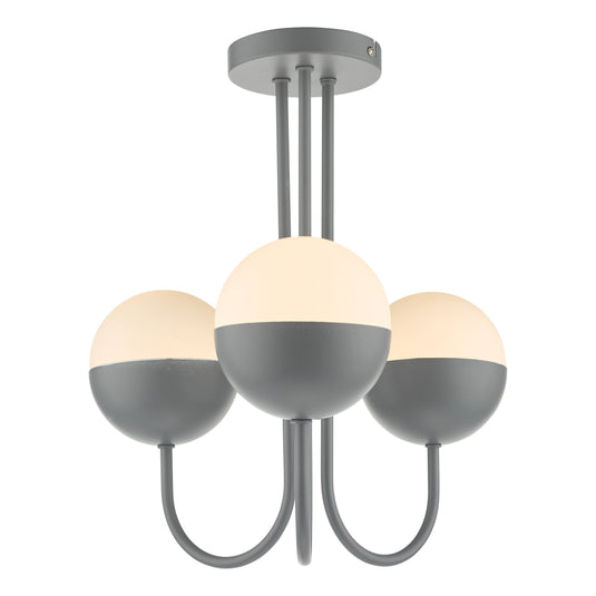 Dar Lighting AND0339 Andre 3 Light Semi Flush Grey Opal Glass - 37105