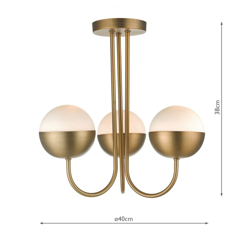 Load image into Gallery viewer, Dar Lighting AND0342 Andre 3lt Semi Flush Aged Brass - 37106
