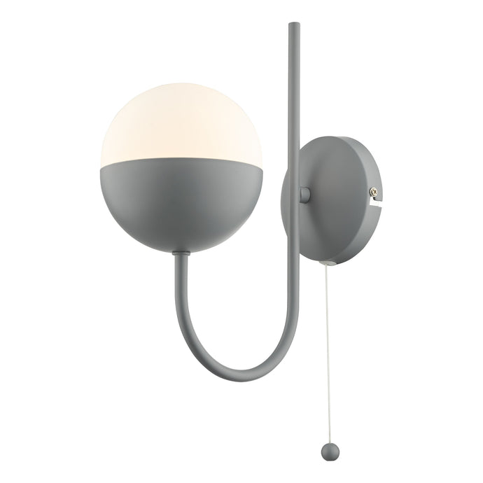 Dar Lighting AND0739 Andre Single Wall Light Grey Opal Glass - 37107