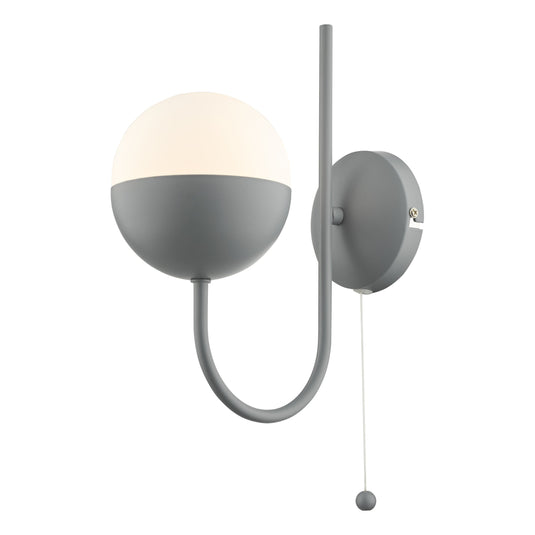Dar Lighting AND0739 Andre Single Wall Light Grey Opal Glass - 37107