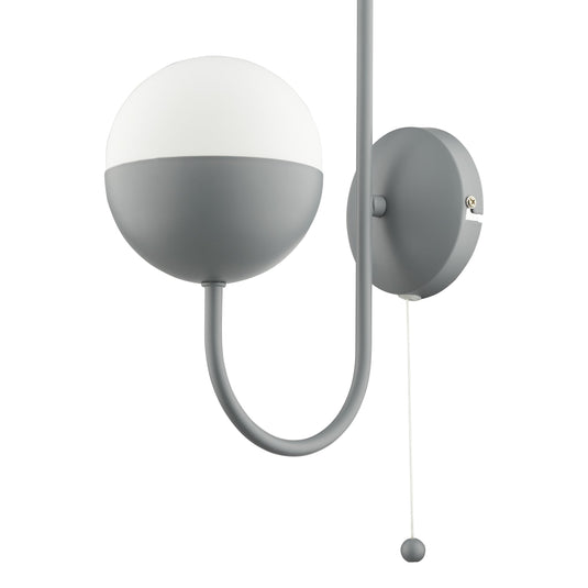 Dar Lighting AND0739 Andre Single Wall Light Grey Opal Glass - 37107