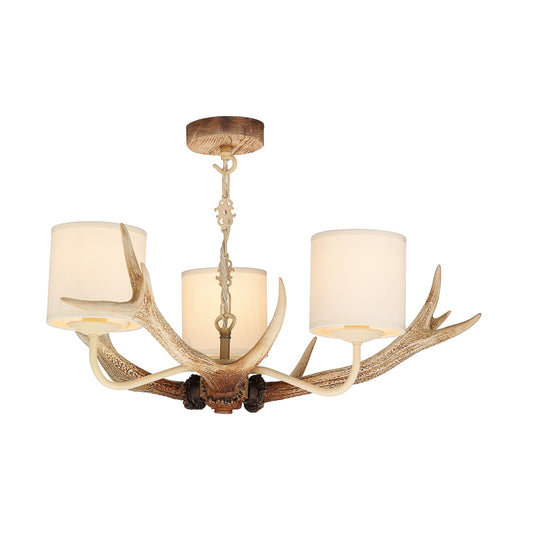 David Hunt Lighting ANT0300 ANTLER 3 light bleached finish pendant comes with bespoke silk shades