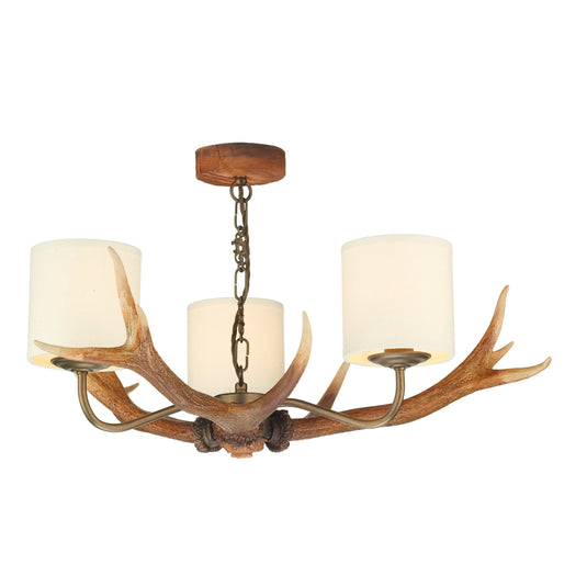 David Hunt Lighting ANT0329 Antler 3 Light Pendant complete with Shades