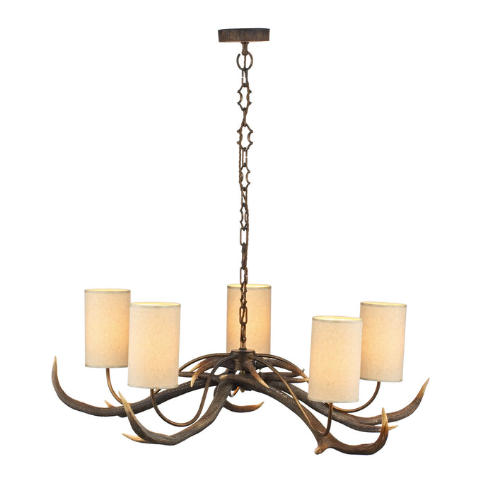 David Hunt Lighting ANT0529S Antler 5 Light Rustic Pendant complete with Shades