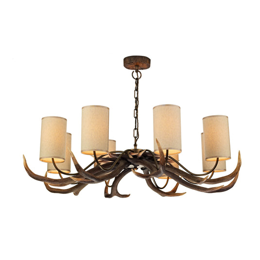 David Hunt Lighting ANT0829S Antler 8 Light Rustic Pendant complete with Shades