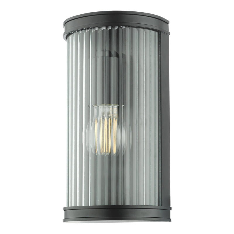 Load image into Gallery viewer, Dar Lighting ANU0722 Anund 1 Light Wall Matt Black Ribbed Glass IP44 - 36867
