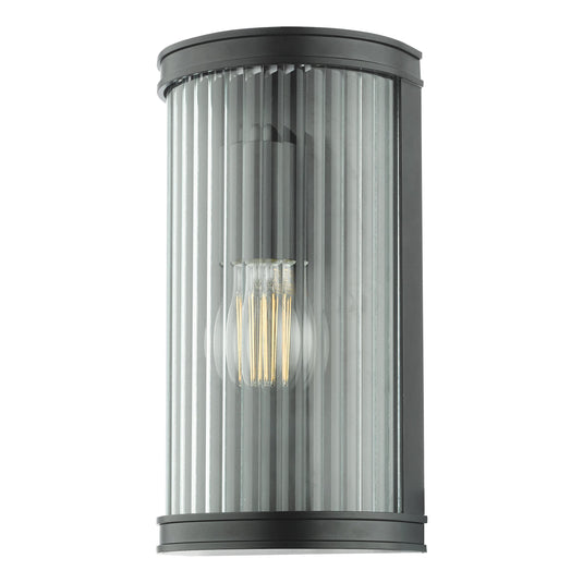 Dar Lighting ANU0722 Anund 1 Light Wall Matt Black Ribbed Glass IP44 - 36867