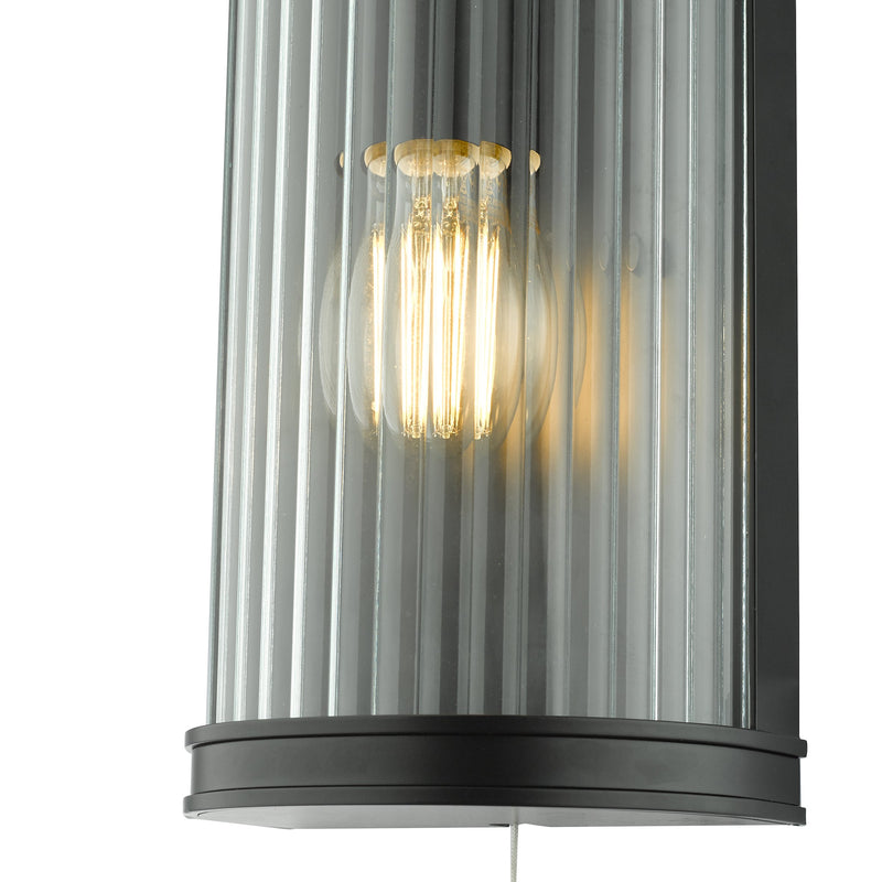 Load image into Gallery viewer, Dar Lighting ANU0722 Anund 1 Light Wall Matt Black Ribbed Glass IP44 - 36867
