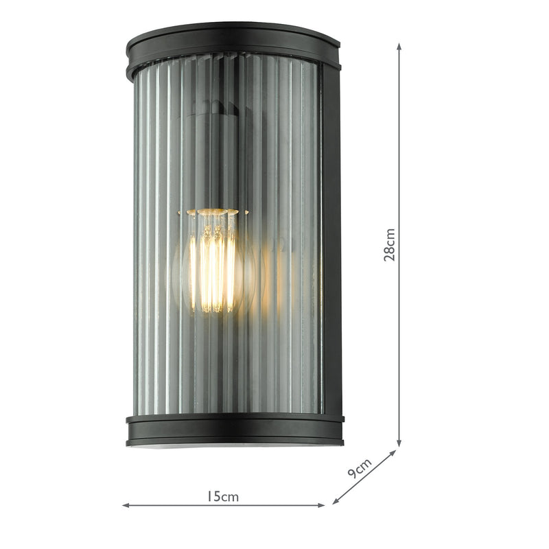 Load image into Gallery viewer, Dar Lighting ANU0722 Anund 1 Light Wall Matt Black Ribbed Glass IP44 - 36867
