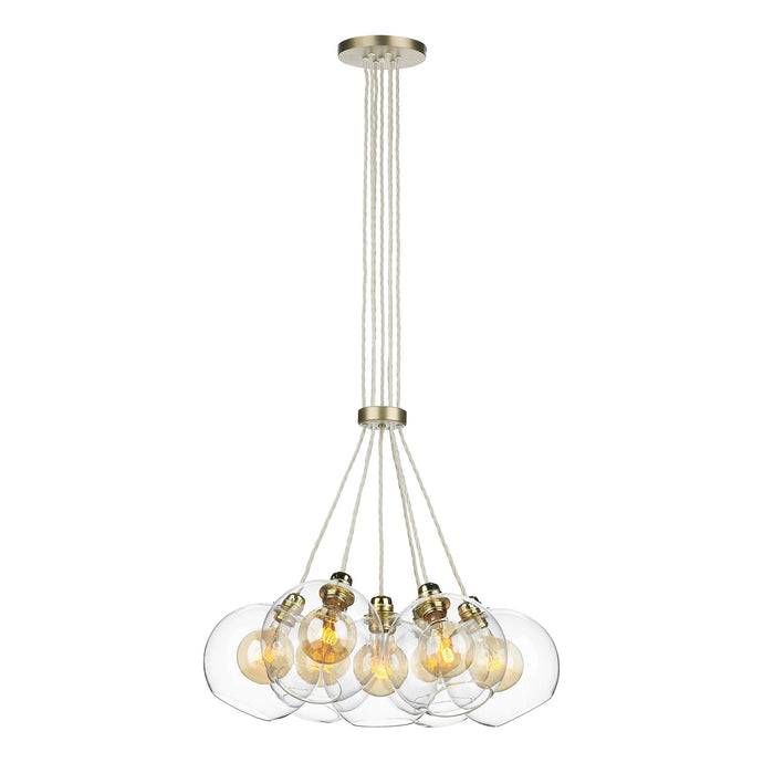 David Hunt Lighting APO3440 Apollo 7 Light Pendant in Butter brass comes with glass shades