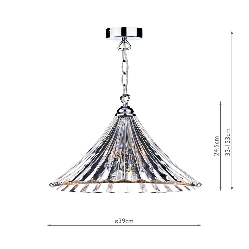 Load image into Gallery viewer, Dar Lighting ARD868 Ardeche 1 Light Large Pendant Clear Glass Polished Chrome - 16413
