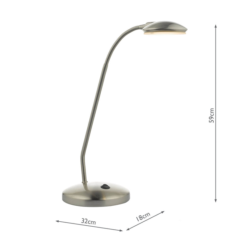 Load image into Gallery viewer, Dar Lighting ARI4046 Aria Task Lamp Satin Chrome LED - 37109
