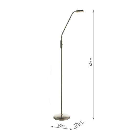 Dar Lighting ARI5546 Aria Floor Lamp Satin Chrome LED - 23906