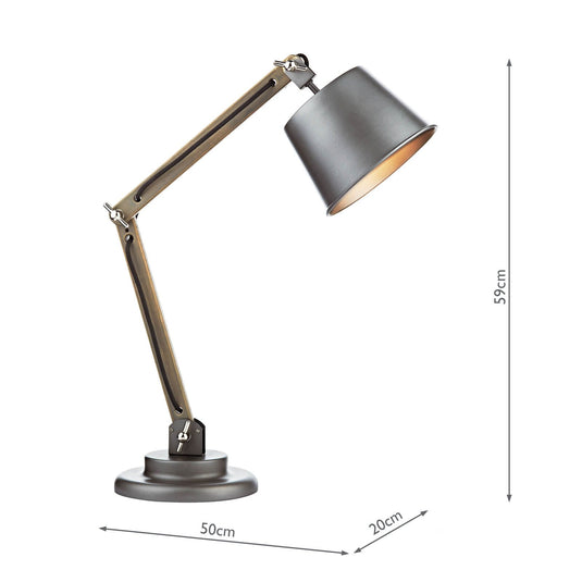 Dar Lighting ARK4248 Arken Table Lamp Raw Wood complete with Shade - 34890