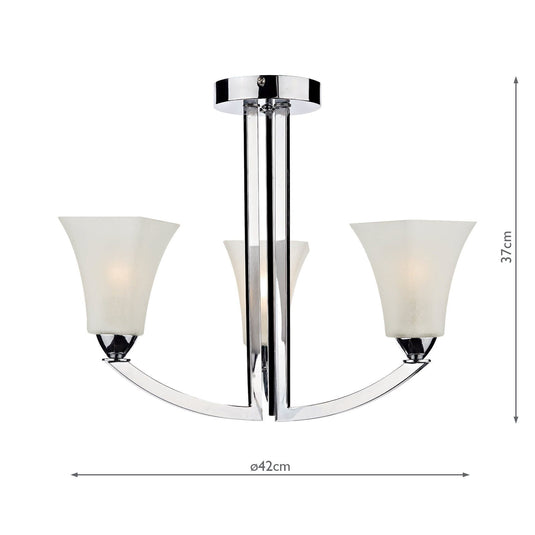 Dar Lighting ARL0350 Arlington 3 Light Semi Flush Polished Chrome - 17959