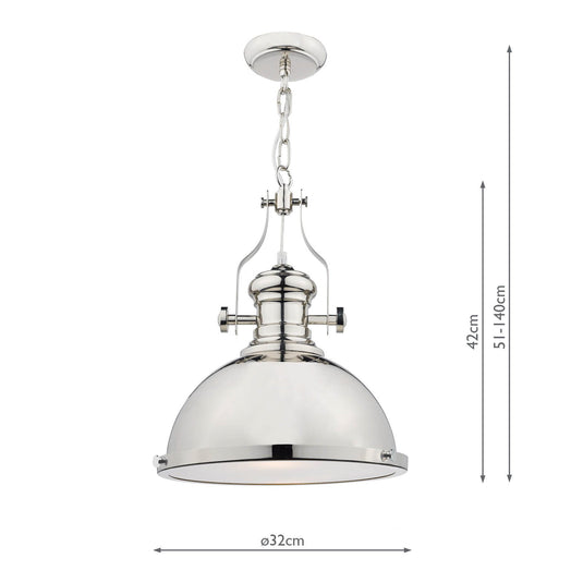 Dar Lighting ARO0138 Arona 1 Light Pendant Polished Chrome - 34891