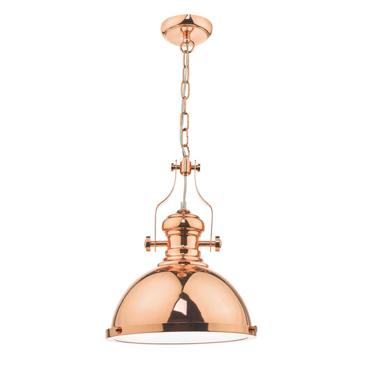 Dar Lighting ARO0164 Arona 1lt Pendant Copper & Glass - 34892