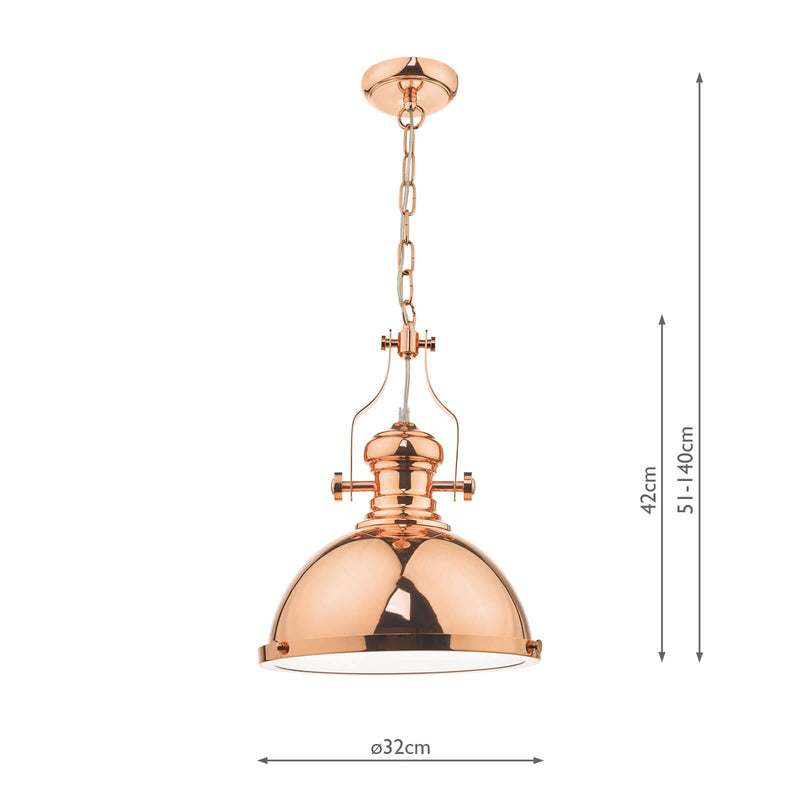 Load image into Gallery viewer, Dar Lighting ARO0164 Arona 1lt Pendant Copper &amp; Glass - 34892
