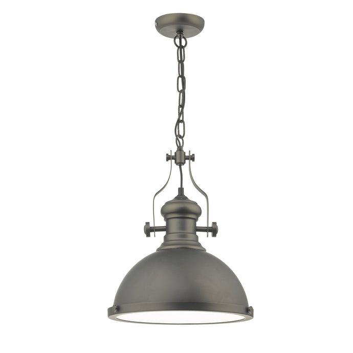 Dar Lighting ARO0167 Arona 1lt Pendant Antique Pewter & Glass - 34893