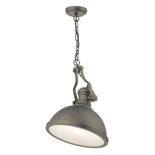 Dar Lighting ARO0167 Arona 1lt Pendant Antique Pewter & Glass - 34893