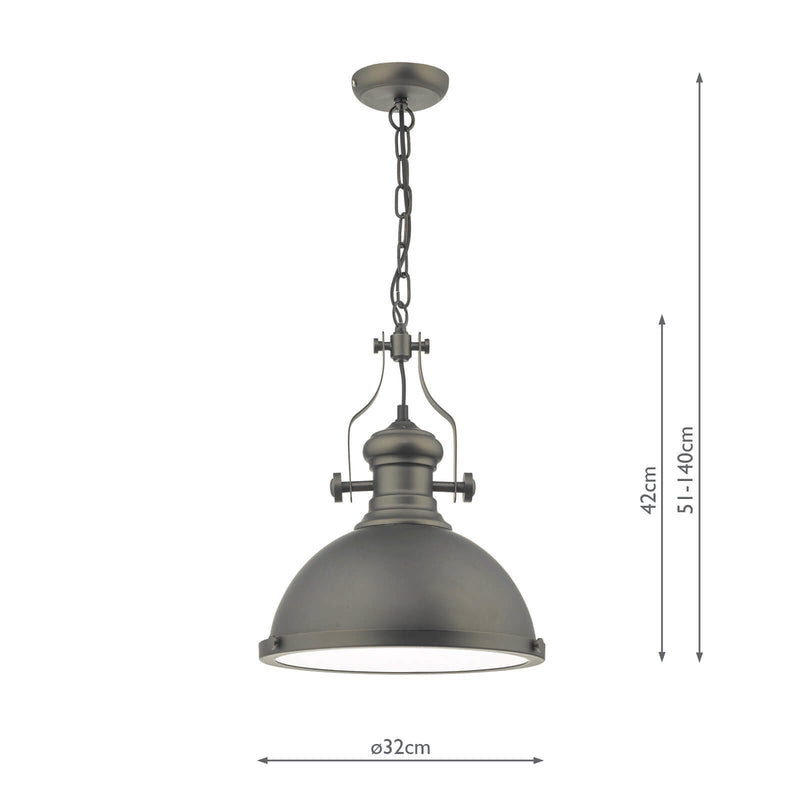 Load image into Gallery viewer, Dar Lighting ARO0167 Arona 1lt Pendant Antique Pewter &amp; Glass - 34893

