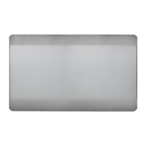 Trendi Switch ART-2BLKBS, Artistic Modern Double Blanking Plate, Brushed Steel Finish, BRITISH MADE, (25mm Back Box Required), 5yrs Warranty - 53551
