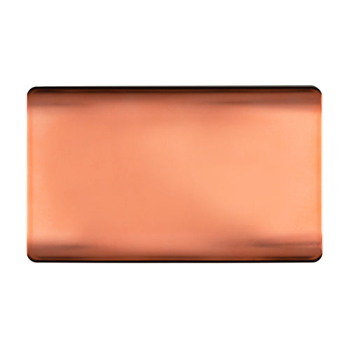 Trendi Switch ART-2BLKCPR, Artistic Modern Double Blanking Plate, Copper Finish, BRITISH MADE, (25mm Back Box Required), 5yrs Warranty - 53555